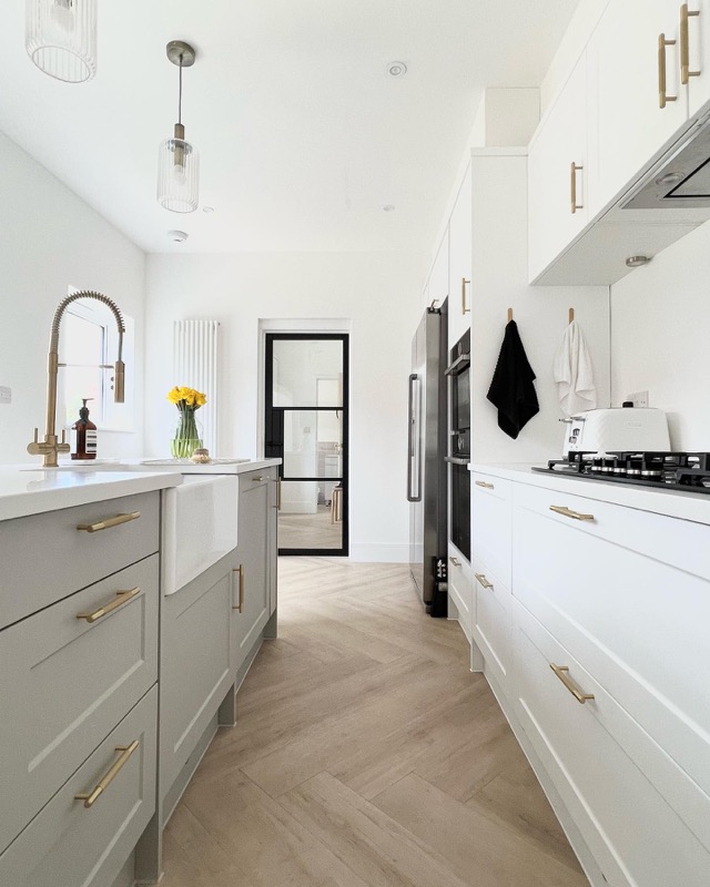 Child at front door with GOTHAM matte black handles