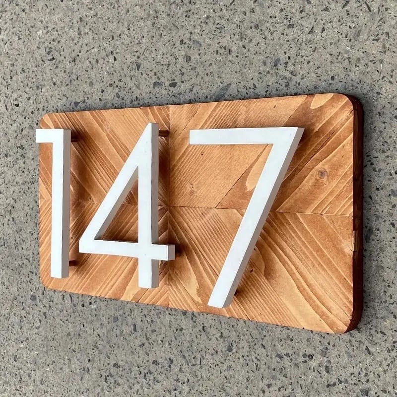 BROOKFIELD white floating house number sign