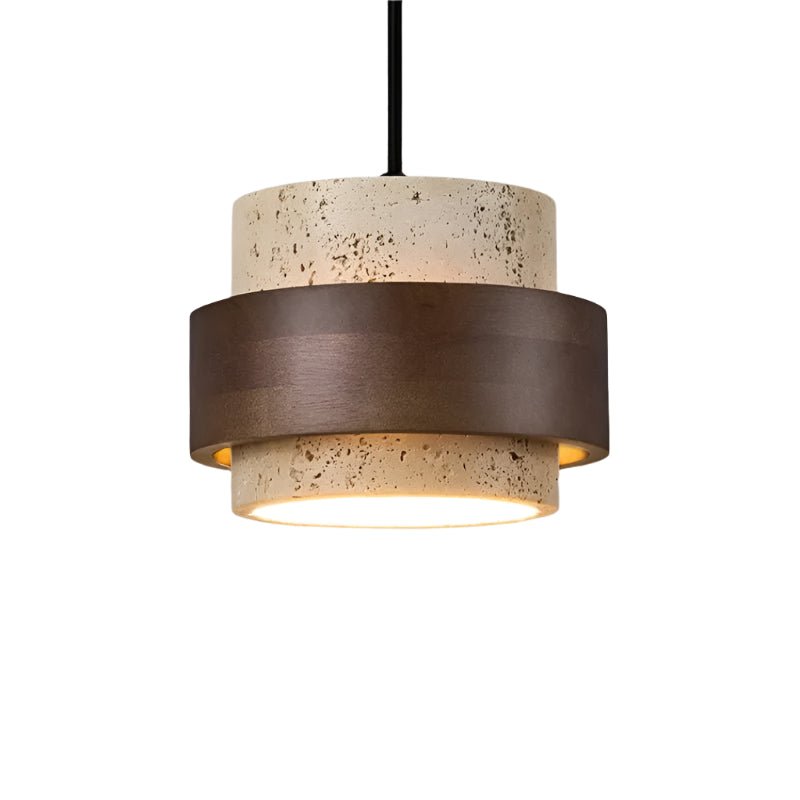 CORA Stone & Walnut Pendant Light