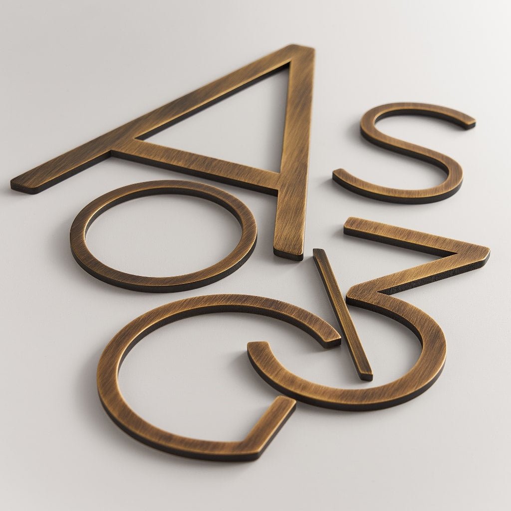 EZRA Numbers in Antique Brass