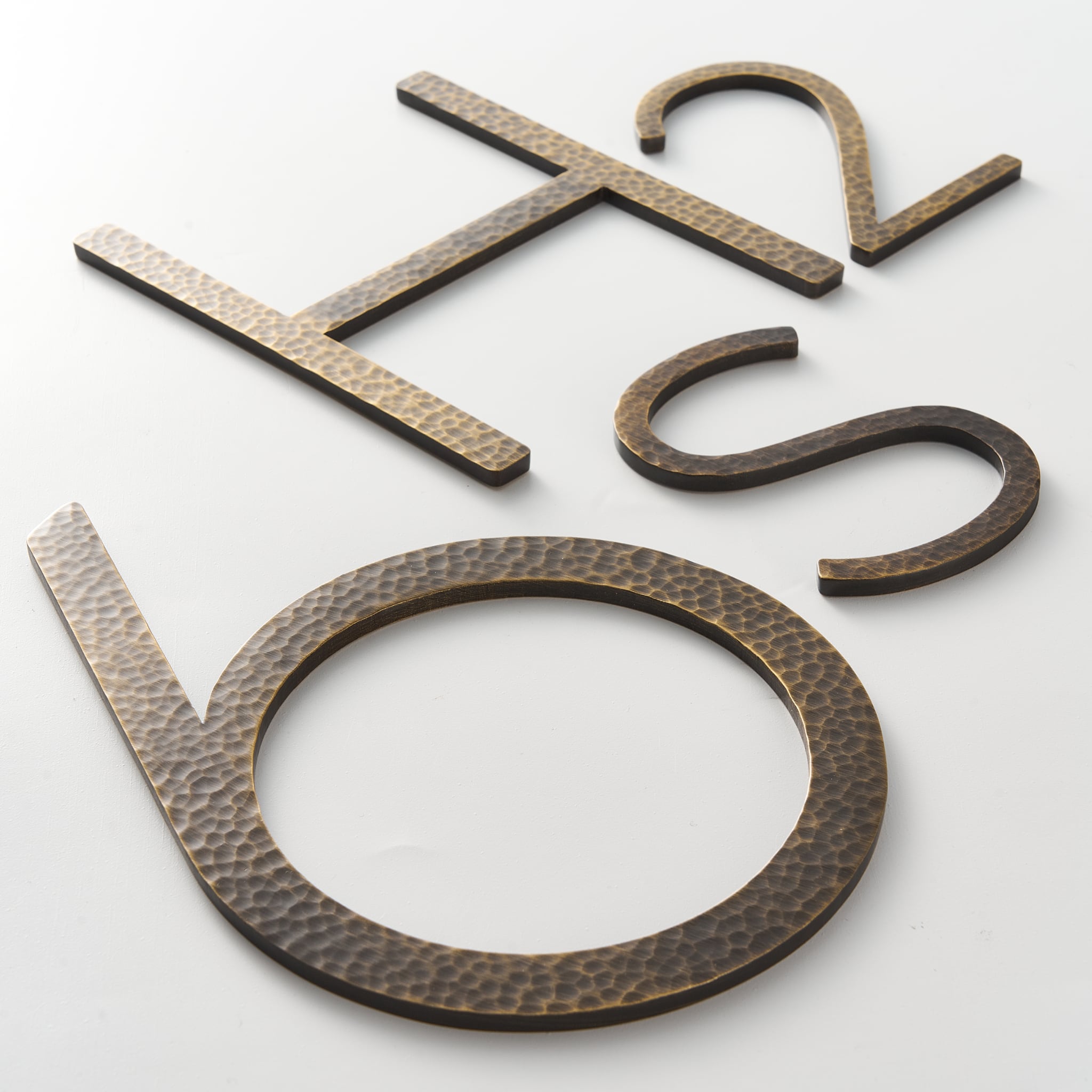EZRA Numbers in Hammered Antique Brass