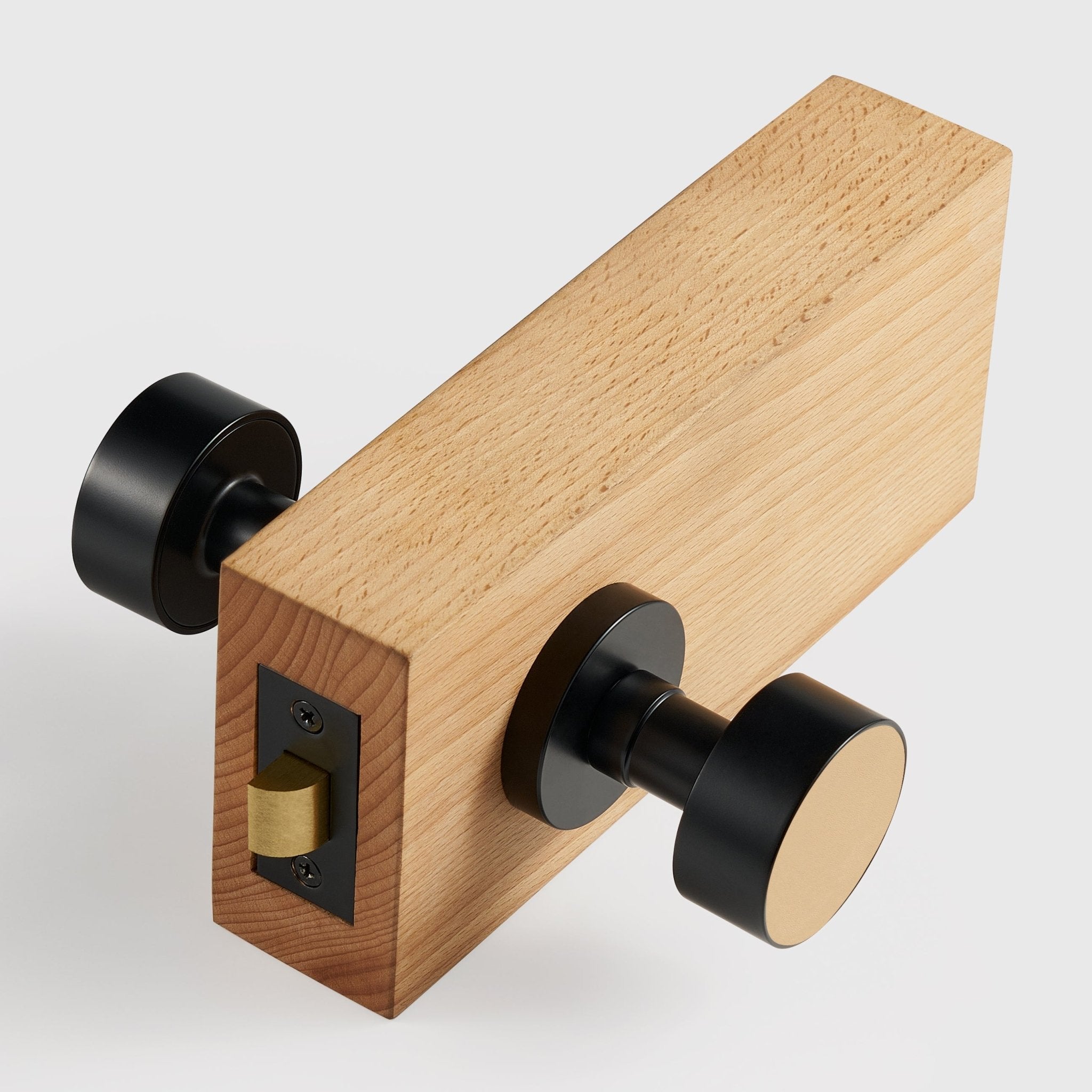 FERN Solid Brass & Leather Door Knob – Matte Black