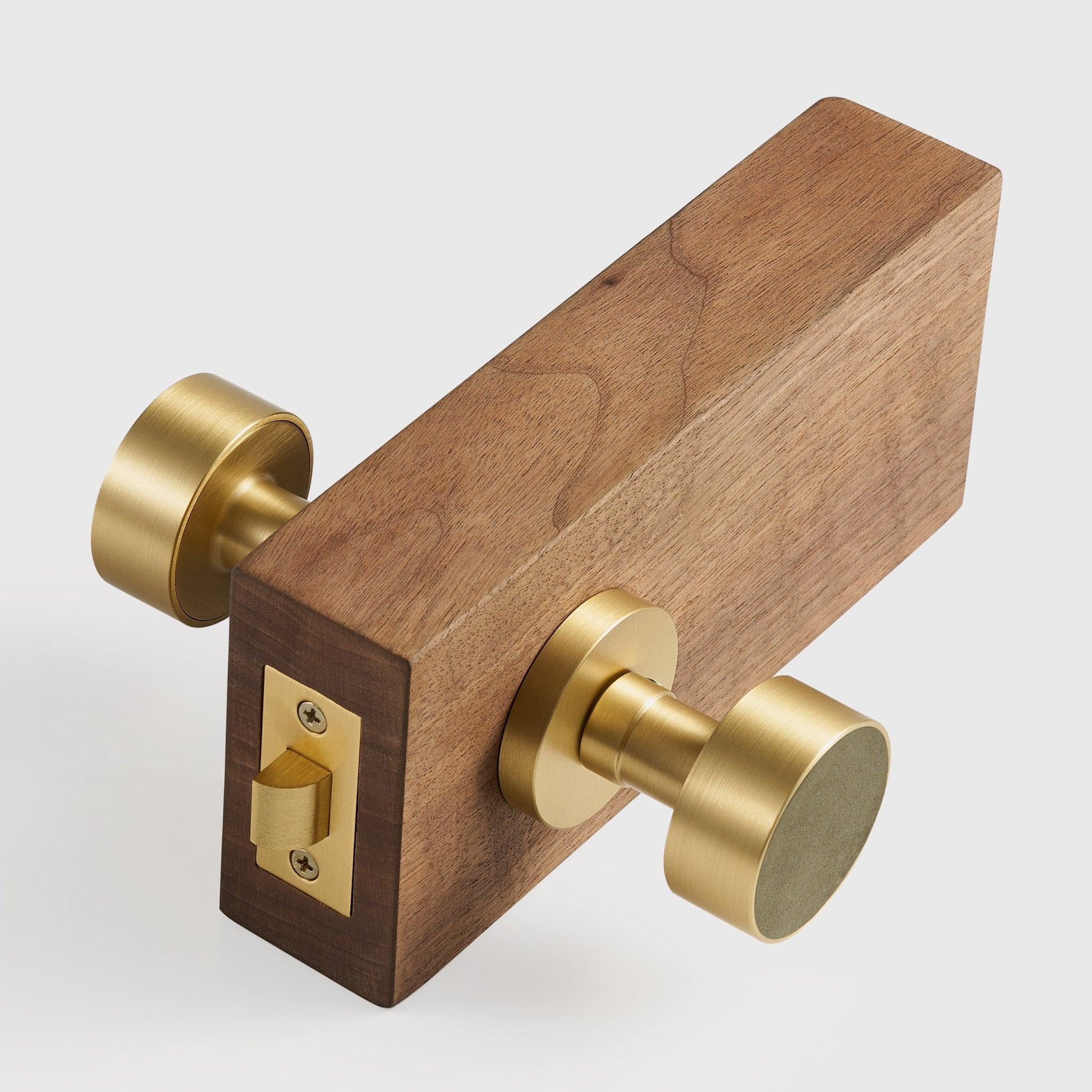 FERN Solid Brass & Leather Door Knob – Satin Brass