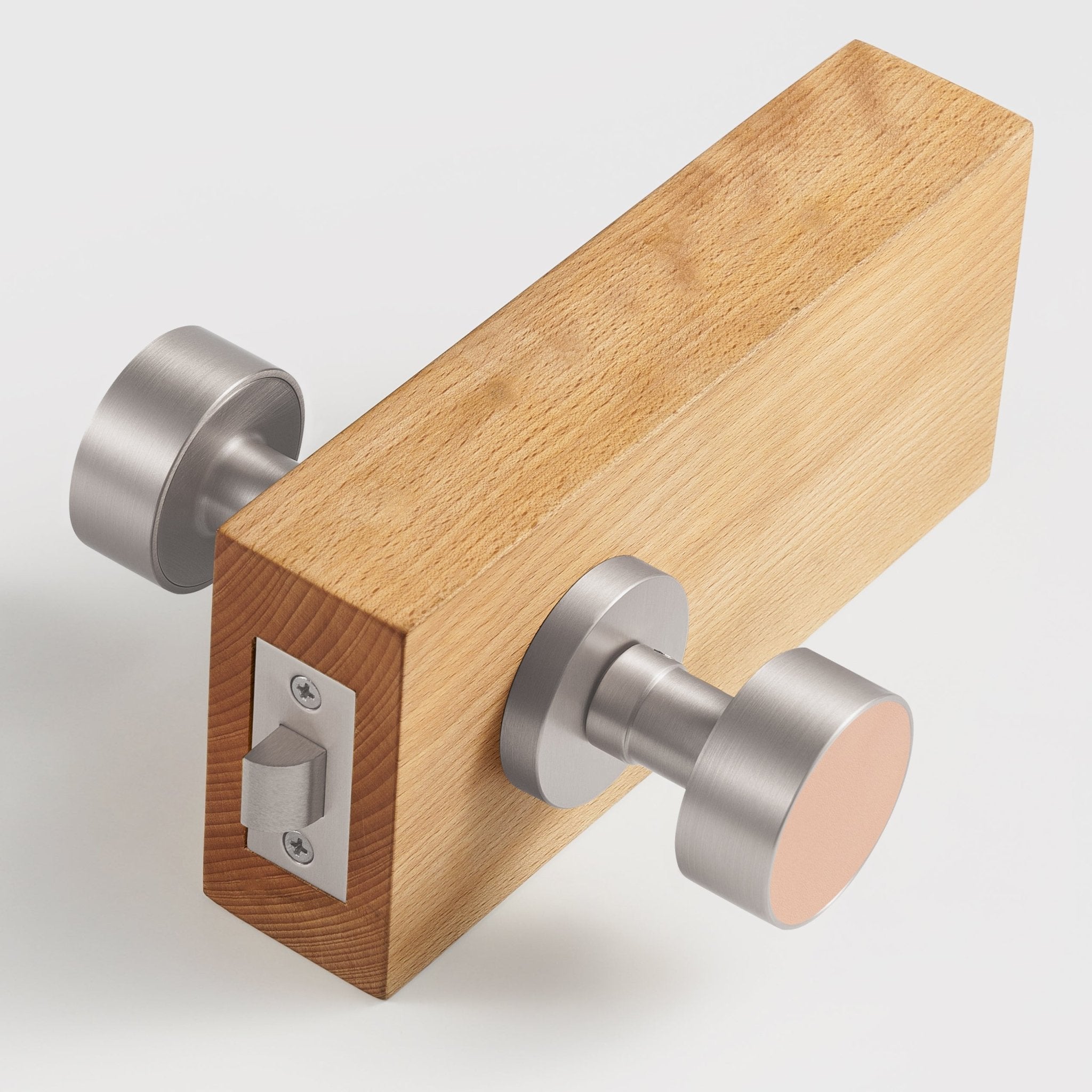 FERN Solid Brass & Leather Door Knob – Satin Nickel