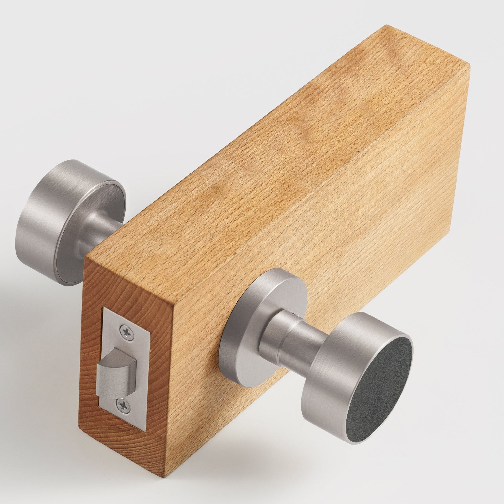 FERN Solid Brass & Leather Door Knob – Satin Nickel