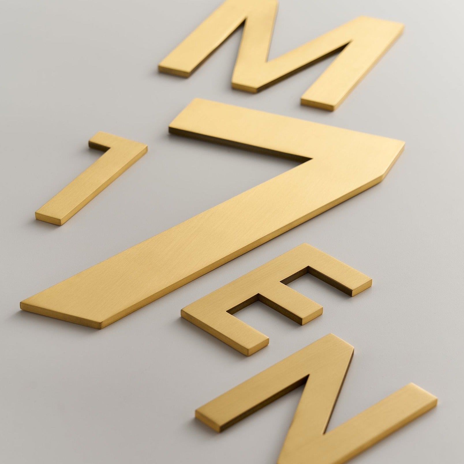 METRO Numbers in Satin Brass
