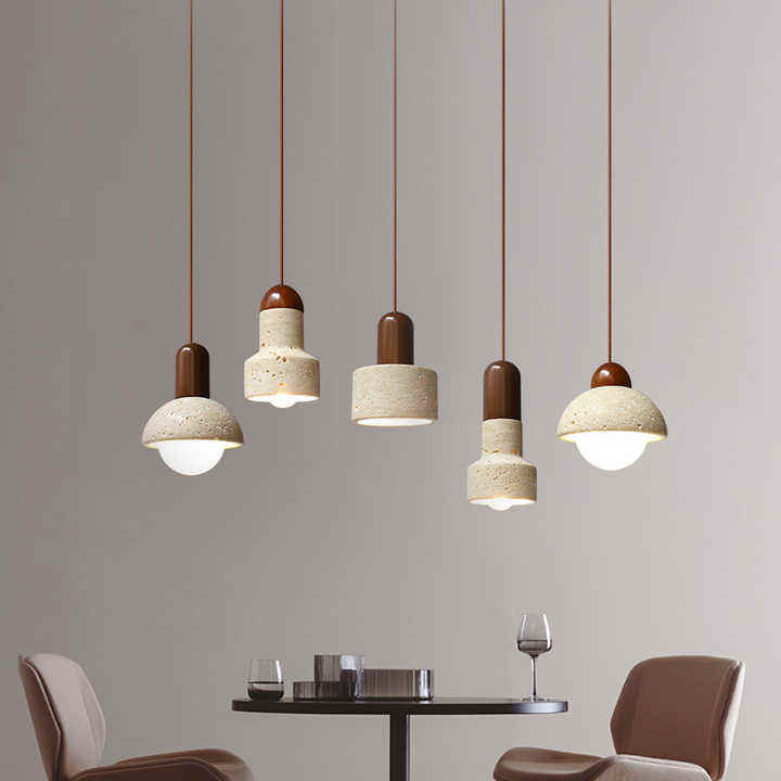 THERA Stone & Walnut Pendant Light
