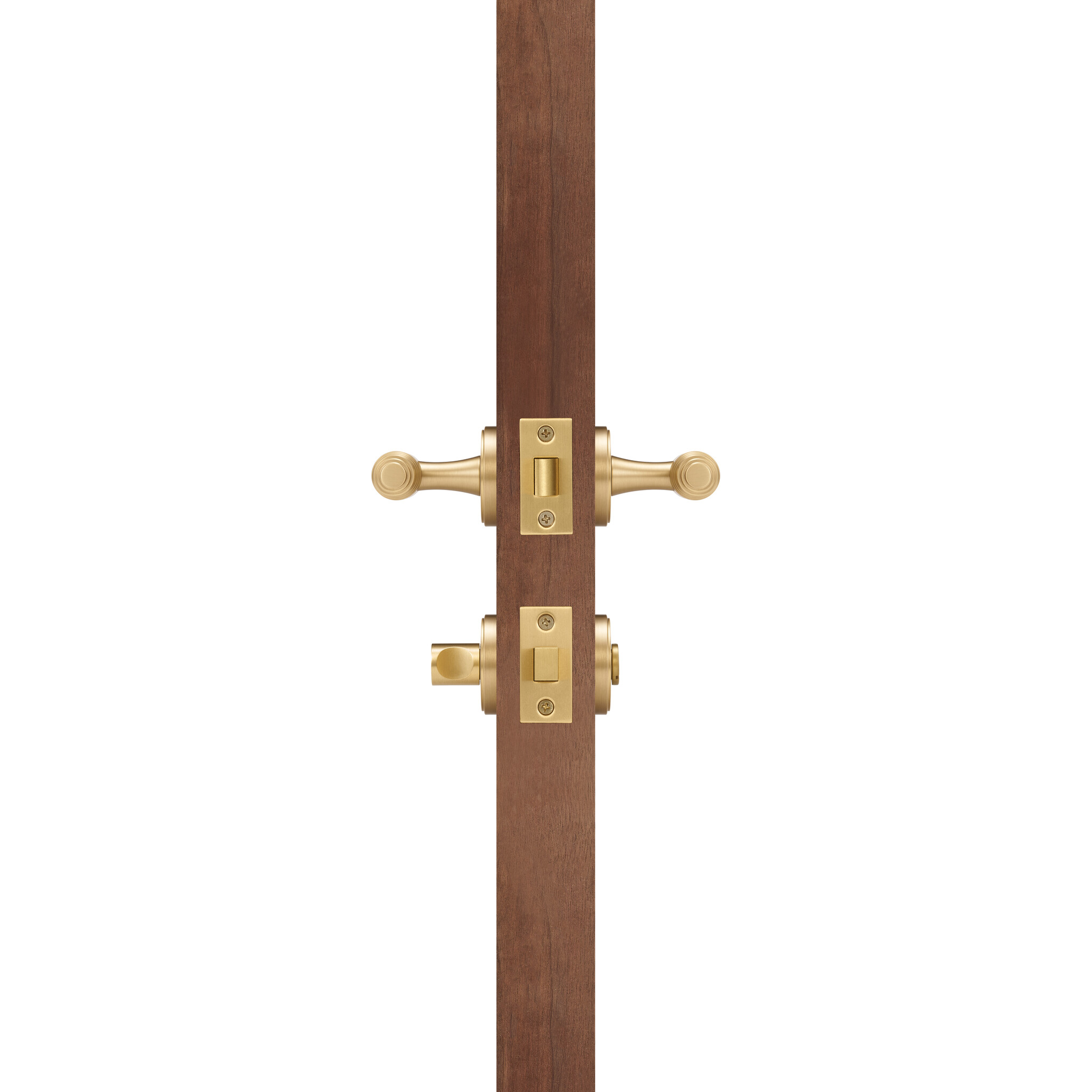 VELA lever passage set with privacy snib in satin brass
